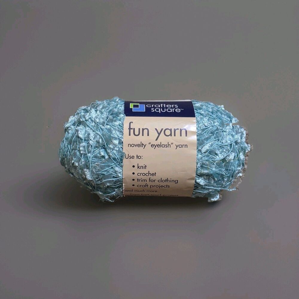 Crafters Square, Fun Yarn, Novelty Eyelash Yarn Lot 08 1 Skein Aqua Blue Yarn